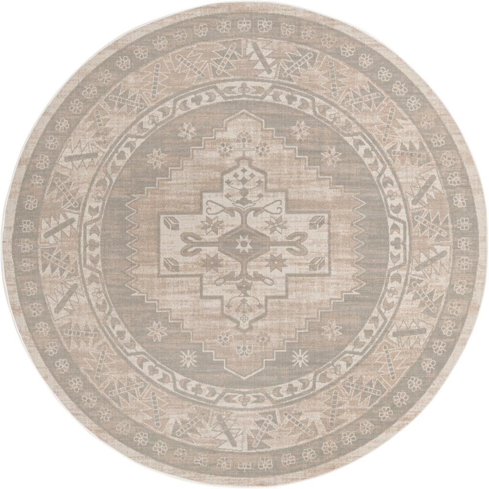 Unique Loom 7 Ft Round Rug in Cloud Gray (3154977). Picture 1