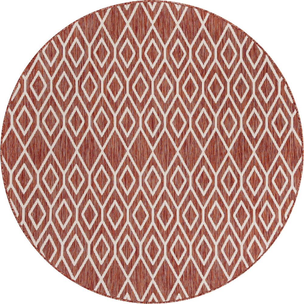 Jill Zarin Outdoor Turks and Caicos Area Rug 6' 7" x 6' 7", Round Rust Red. Picture 1