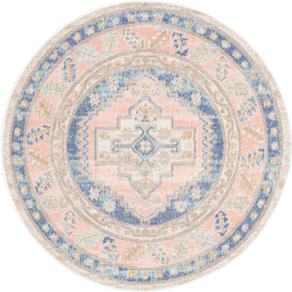 Unique Loom 3 Ft Round Rug in French Blue (3154929). Picture 1