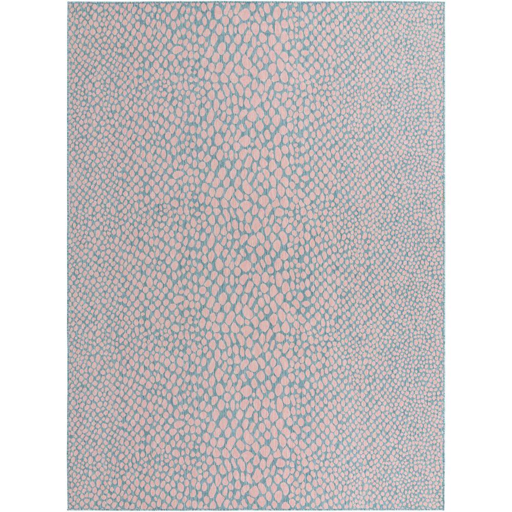Jill Zarin Outdoor Cape Town Area Rug 9' 0" x 12' 0", Rectangular Pink and Aqua. Picture 1