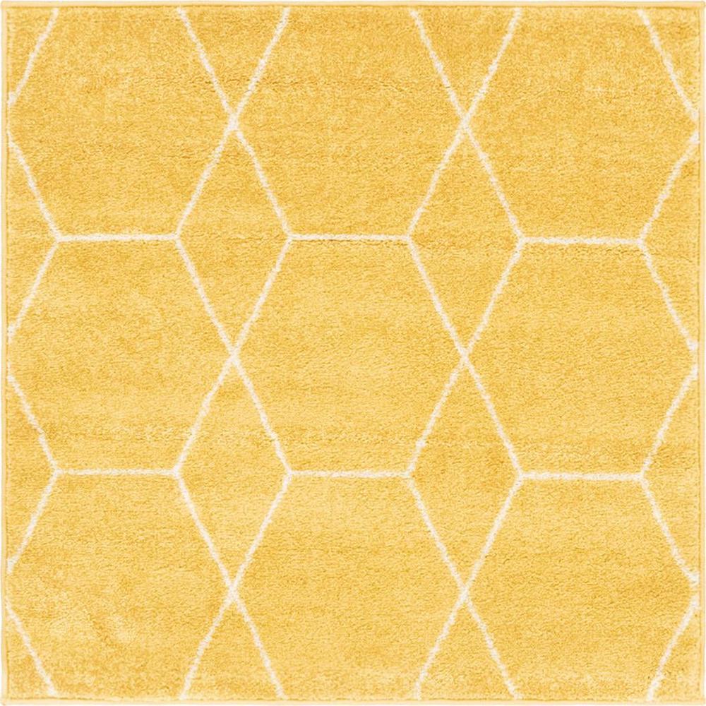 Unique Loom 3 Ft Square Rug in Yellow (3151627). Picture 1