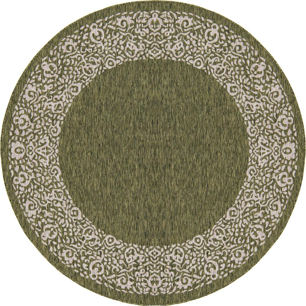 Unique Loom 8 Ft Round Rug in Green (3159630). Picture 1