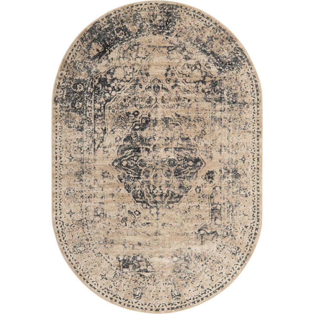 Chateau Hoover Area Rug 5' 3" x 7' 10", Oval Dark Blue. Picture 1