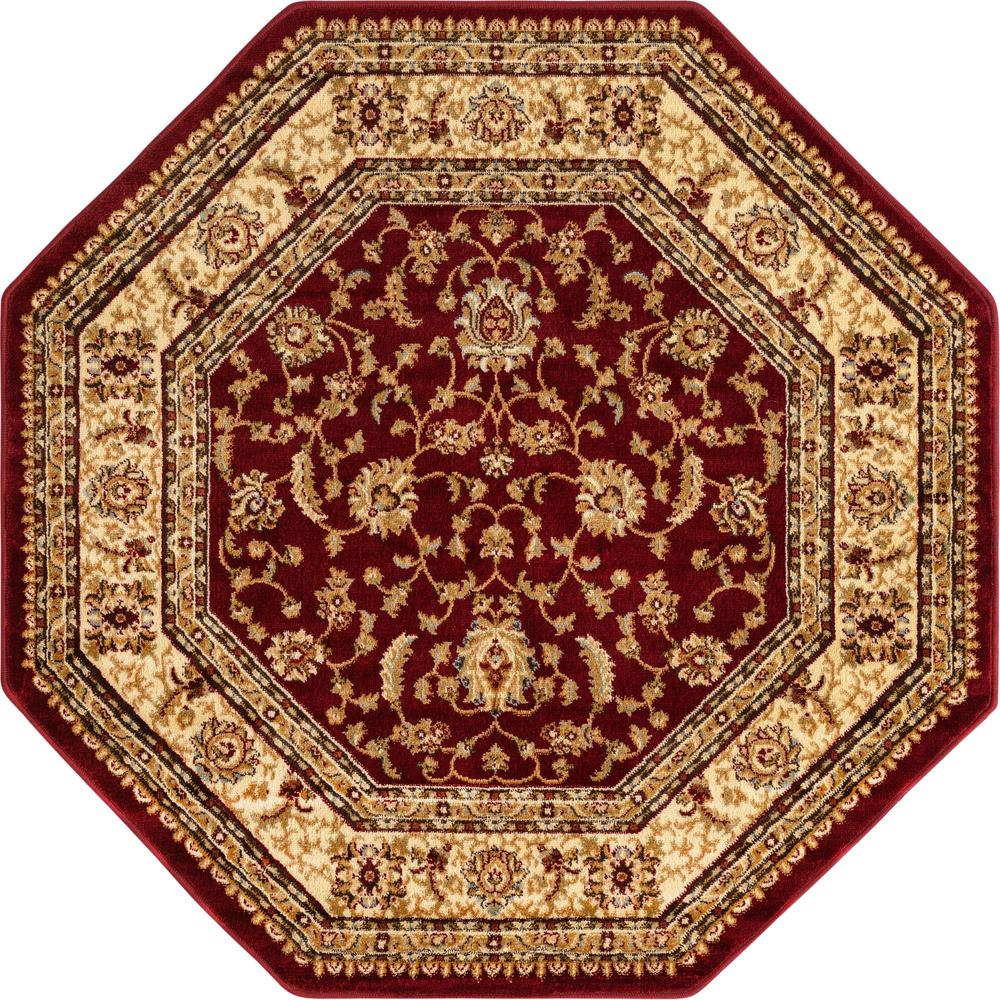Unique Loom 5 Ft Octagon Rug in Red (3157616). Picture 1
