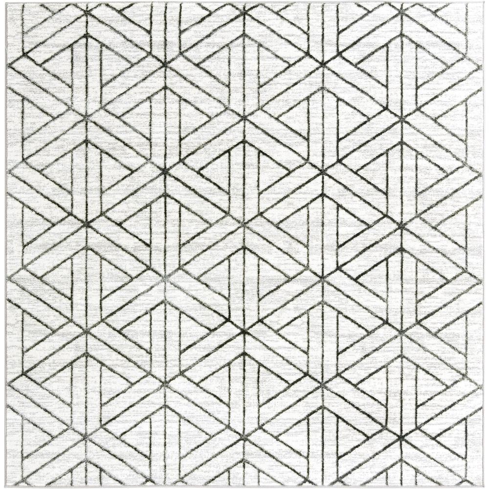 Matrix Trellis Collection, Area Rug, White 7' 0" x 7' 0", Square. Picture 1