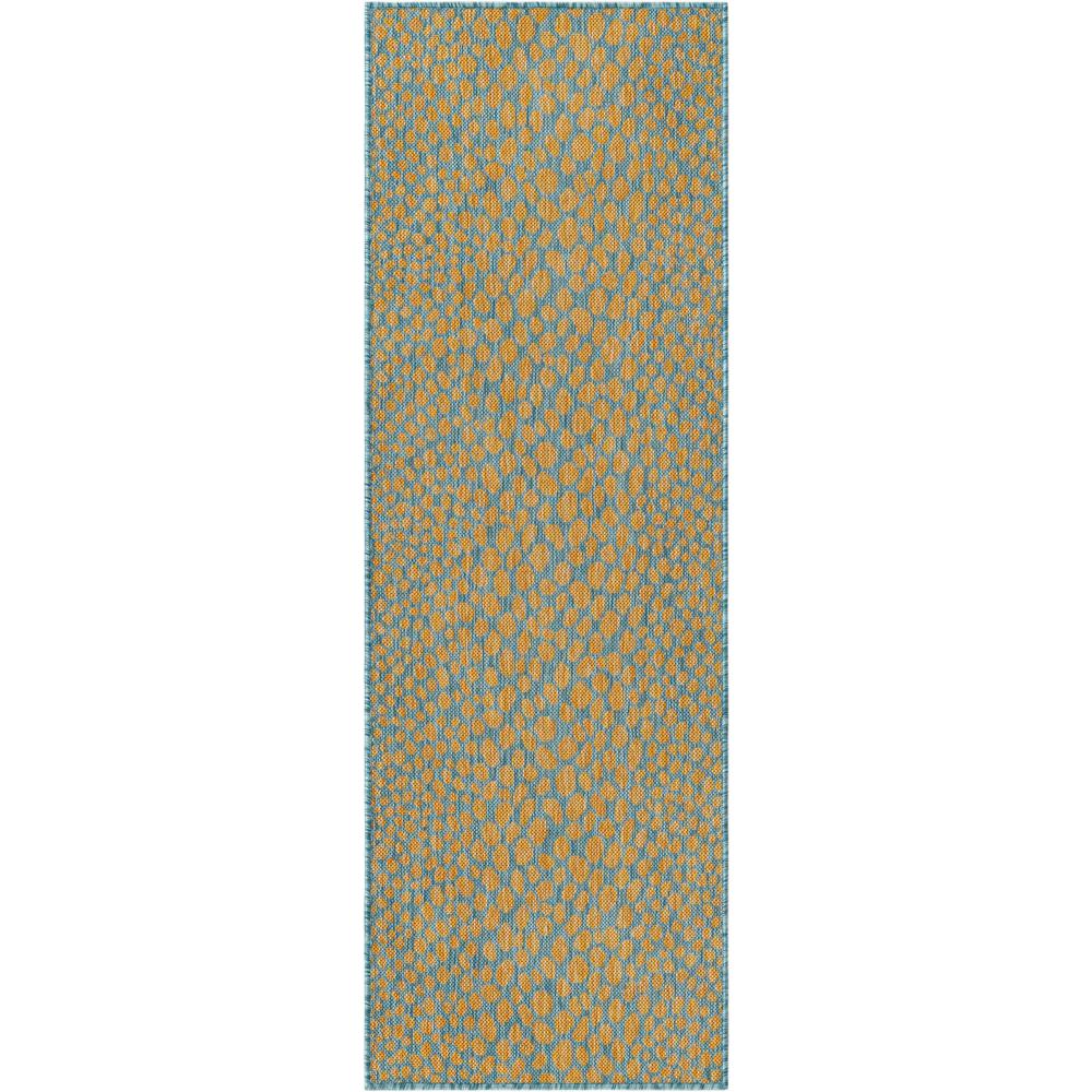 Jill Zarin Outdoor Cape Town Area Rug 2' 0" x 6' 0", Runner Yellow and Aqua. Picture 1