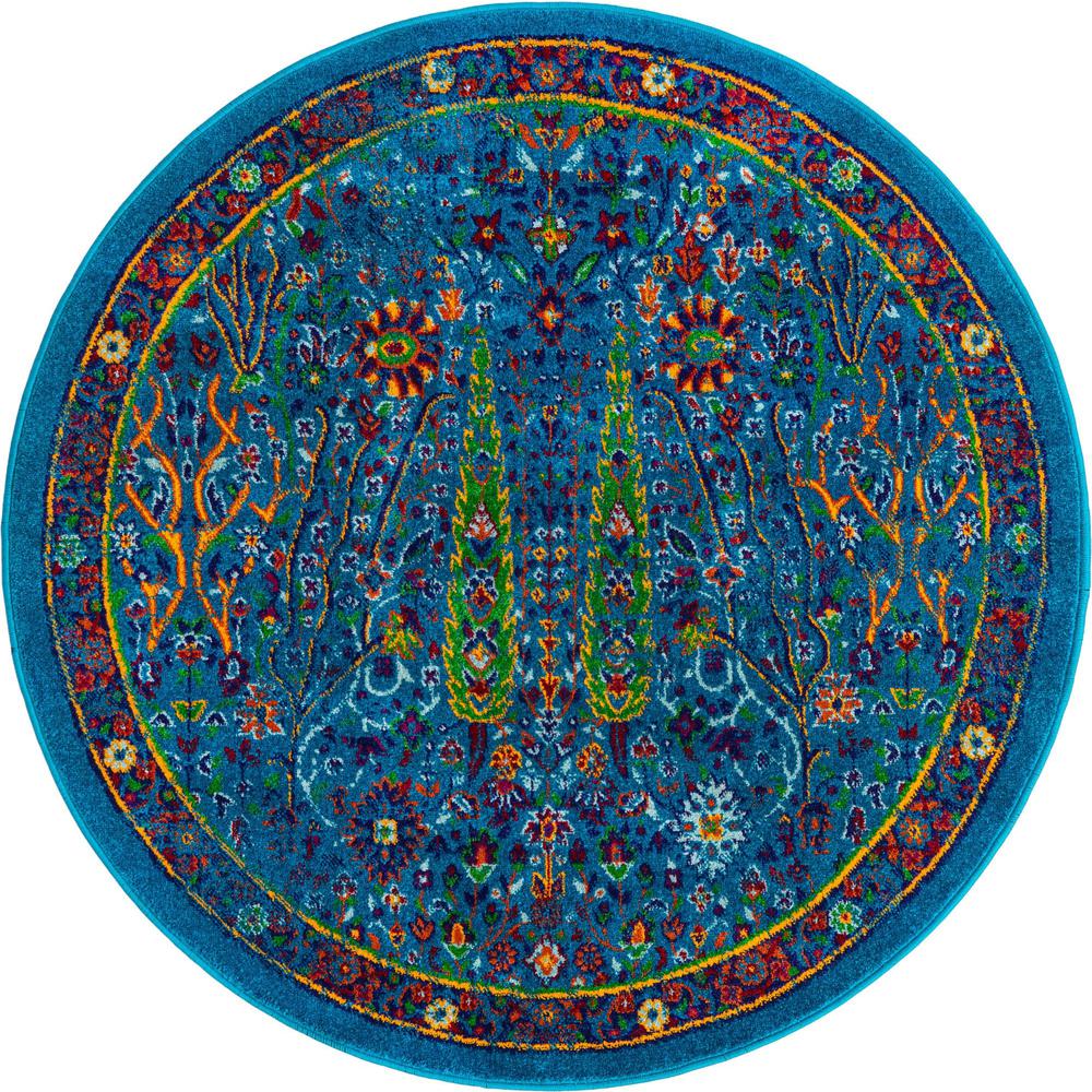 Unique Loom 4 Ft Round Rug in Blue (3160815). Picture 1