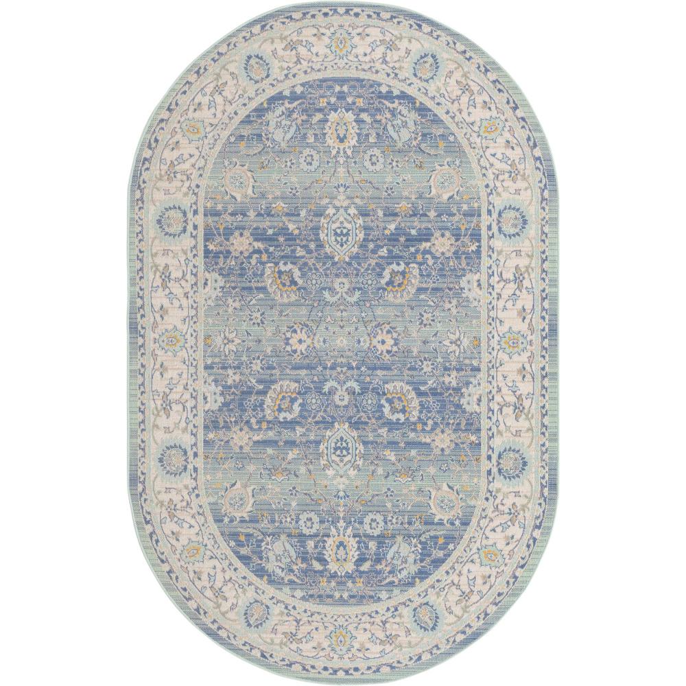 Unique Loom 5x8 Oval Rug in French Blue (3155015). Picture 1