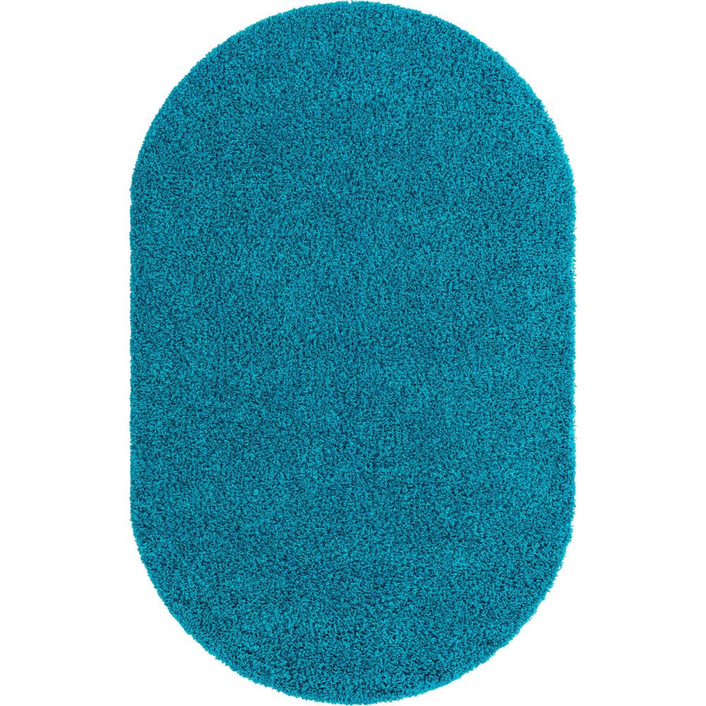 Unique Loom 5x8 Oval Rug in Turquoise (3151402). Picture 1