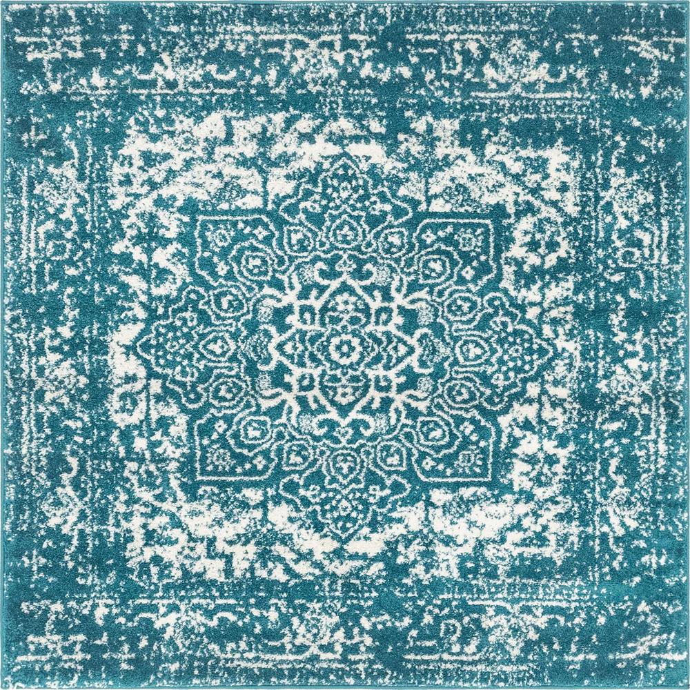 Unique Loom 5 Ft Square Rug in Turquoise (3150384). Picture 1