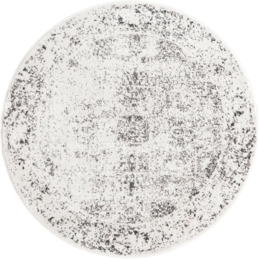 Unique Loom 4 Ft Round Rug in Gray (3151826). Picture 1