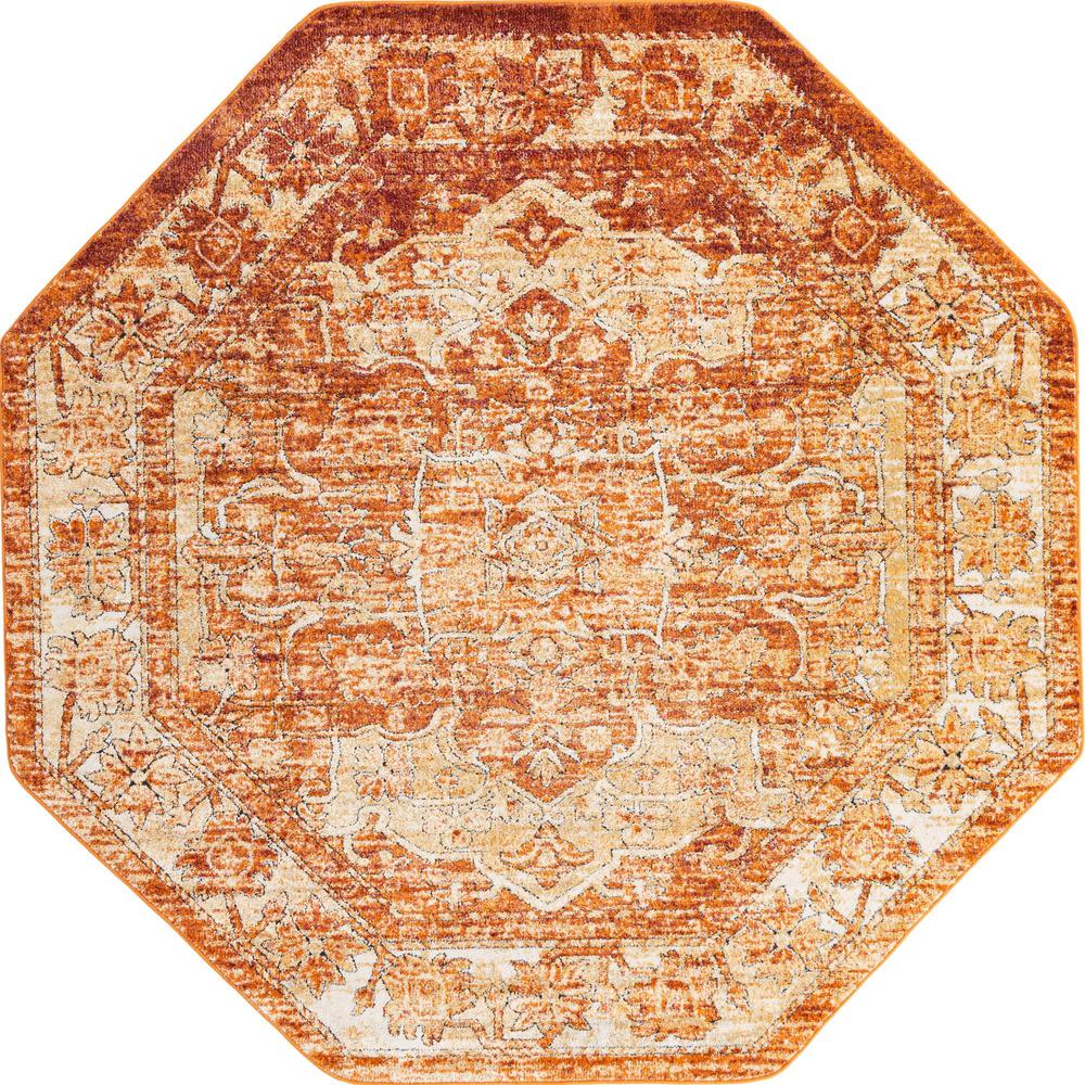 Unique Loom 8 Ft Octagon Rug in Rust Red (3161892). Picture 1
