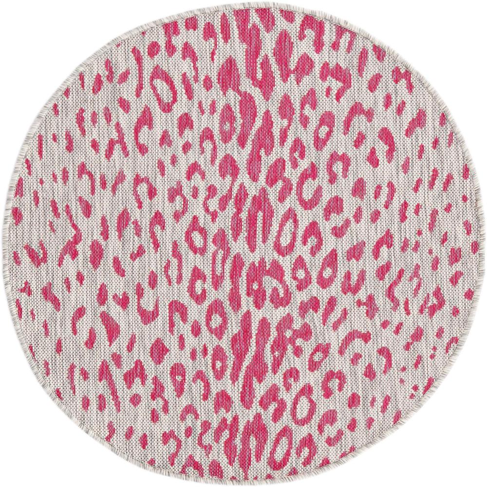 Outdoor Safari Collection, Area Rug, Pink Gray, 3' 0" x 3' 0", Round. Picture 1