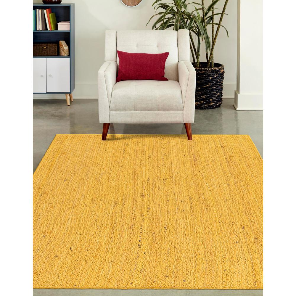 Braided Jute Collection, Area Rug, Yellow, 2' 0" x 3' 1", Rectangular. Picture 2