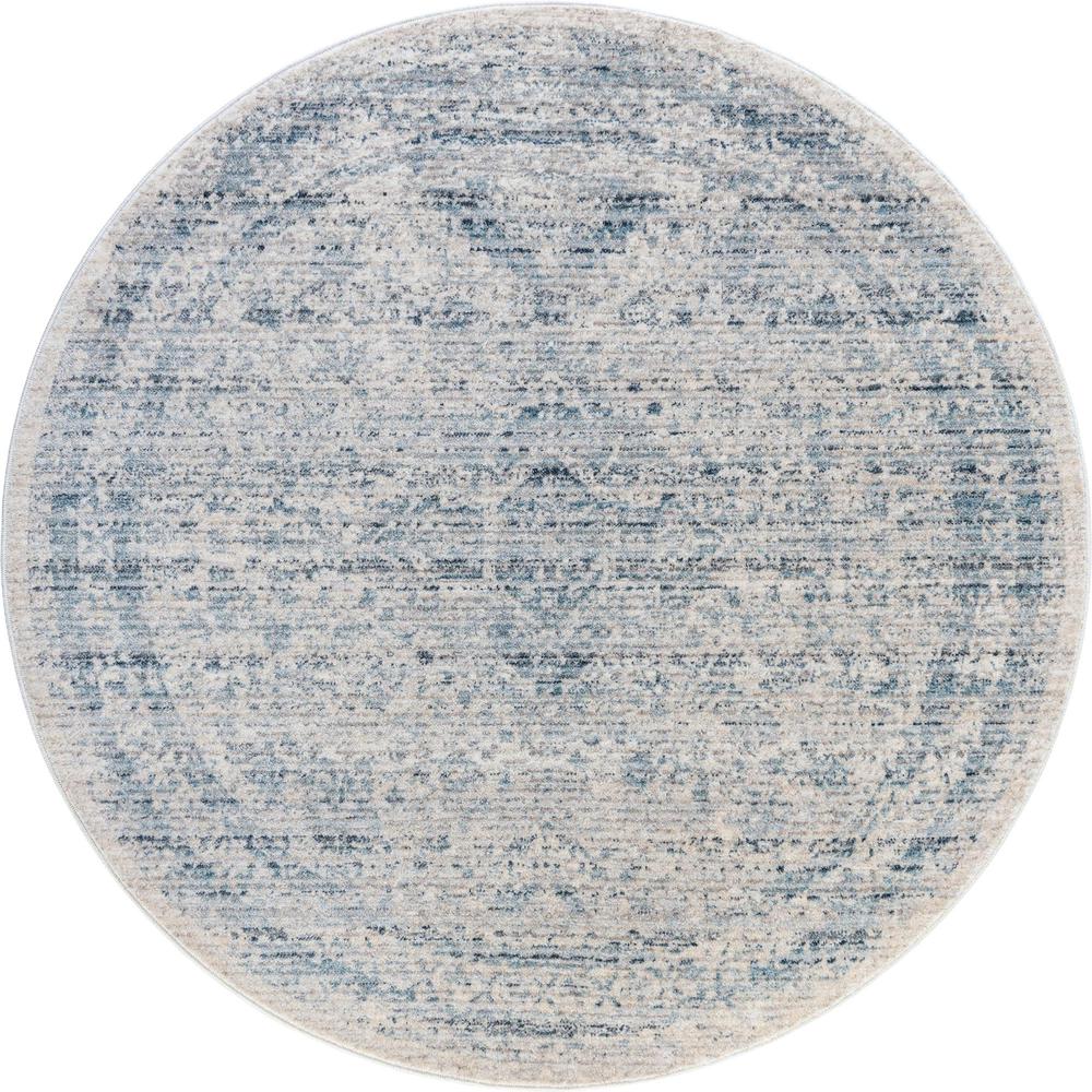 Unique Loom 4 Ft Round Rug in Gray (3147868). Picture 1
