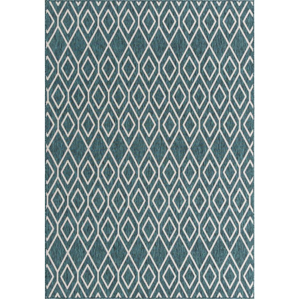 Jill Zarin Outdoor Turks and Caicos Area Rug 7' 0" x 10' 0", Rectangular Teal. Picture 1