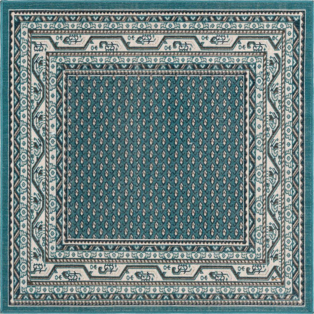 Unique Loom 4 Ft Square Rug in Teal (3154099). Picture 1