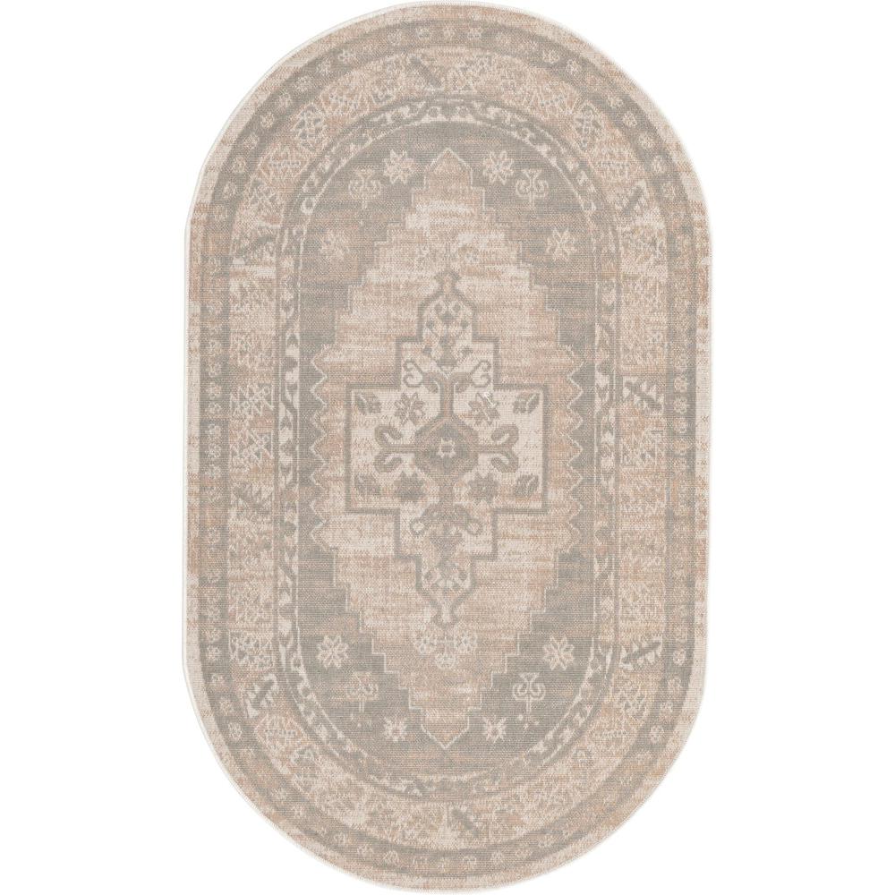 Unique Loom 3x5 Oval Rug in Cloud Gray (3154982). Picture 1
