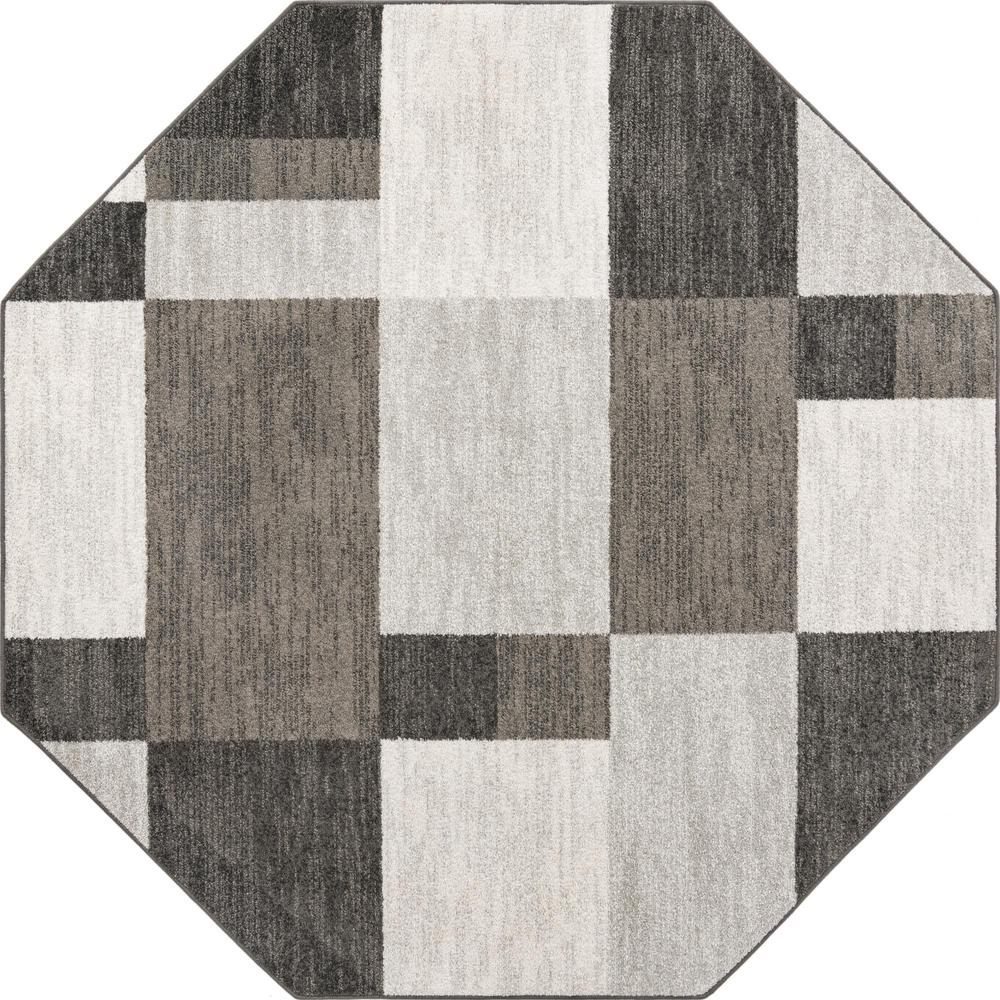 Autumn Collection, Area Rug, Gray, 7' 10" x 7' 10", Octagon. Picture 1