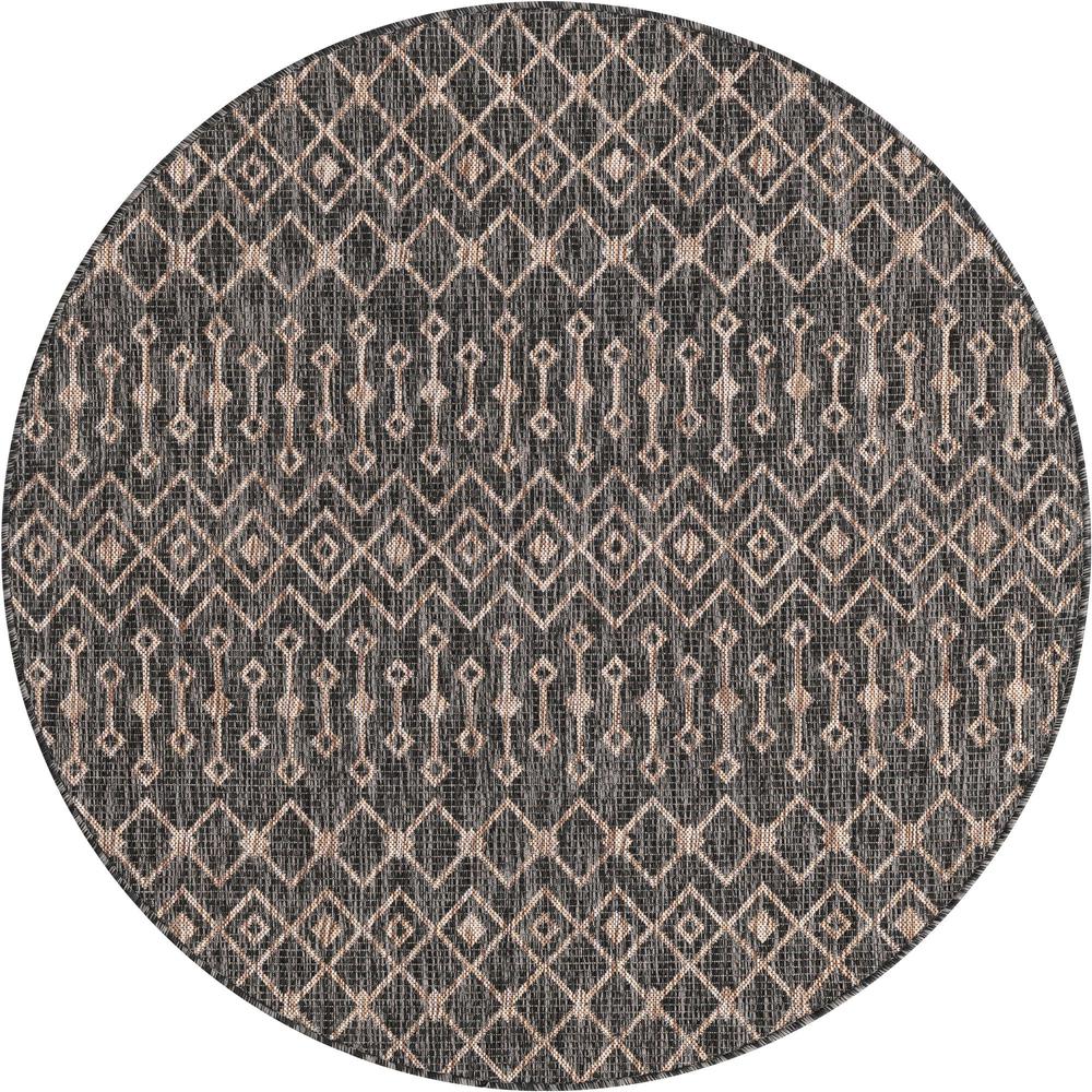 Unique Loom 5 Ft Round Rug in Charcoal Gray (3159561). Picture 1