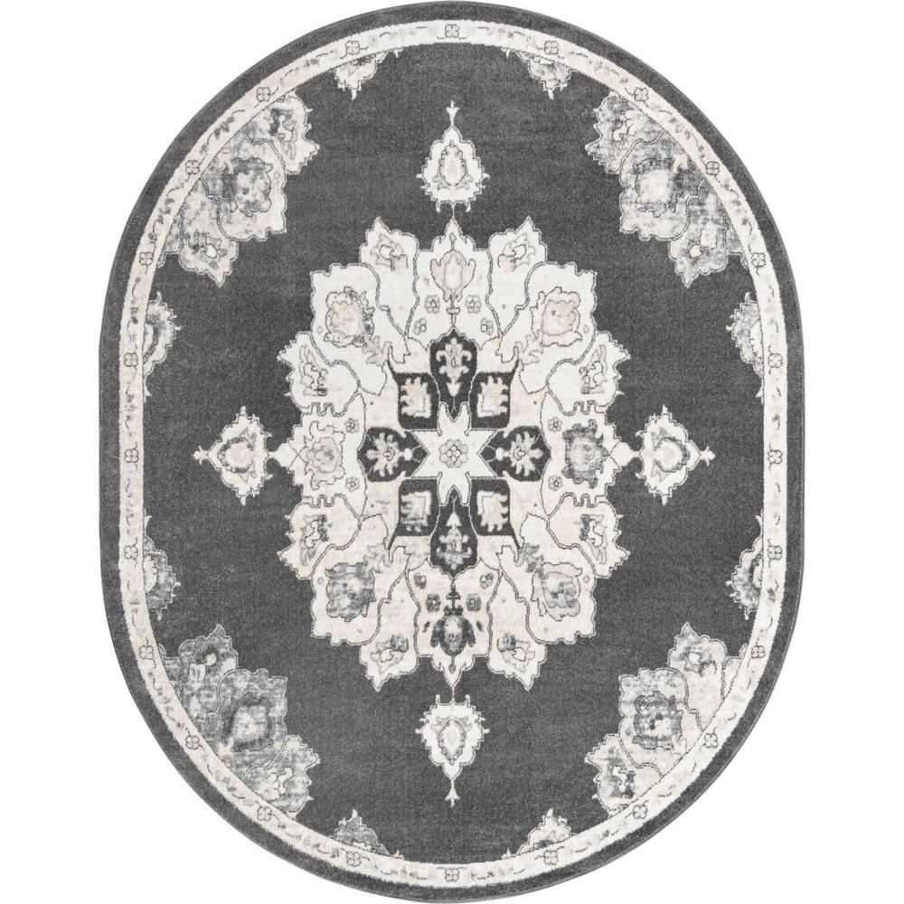 Unique Loom 8x10 Oval Rug in Charcoal (3158759). Picture 1
