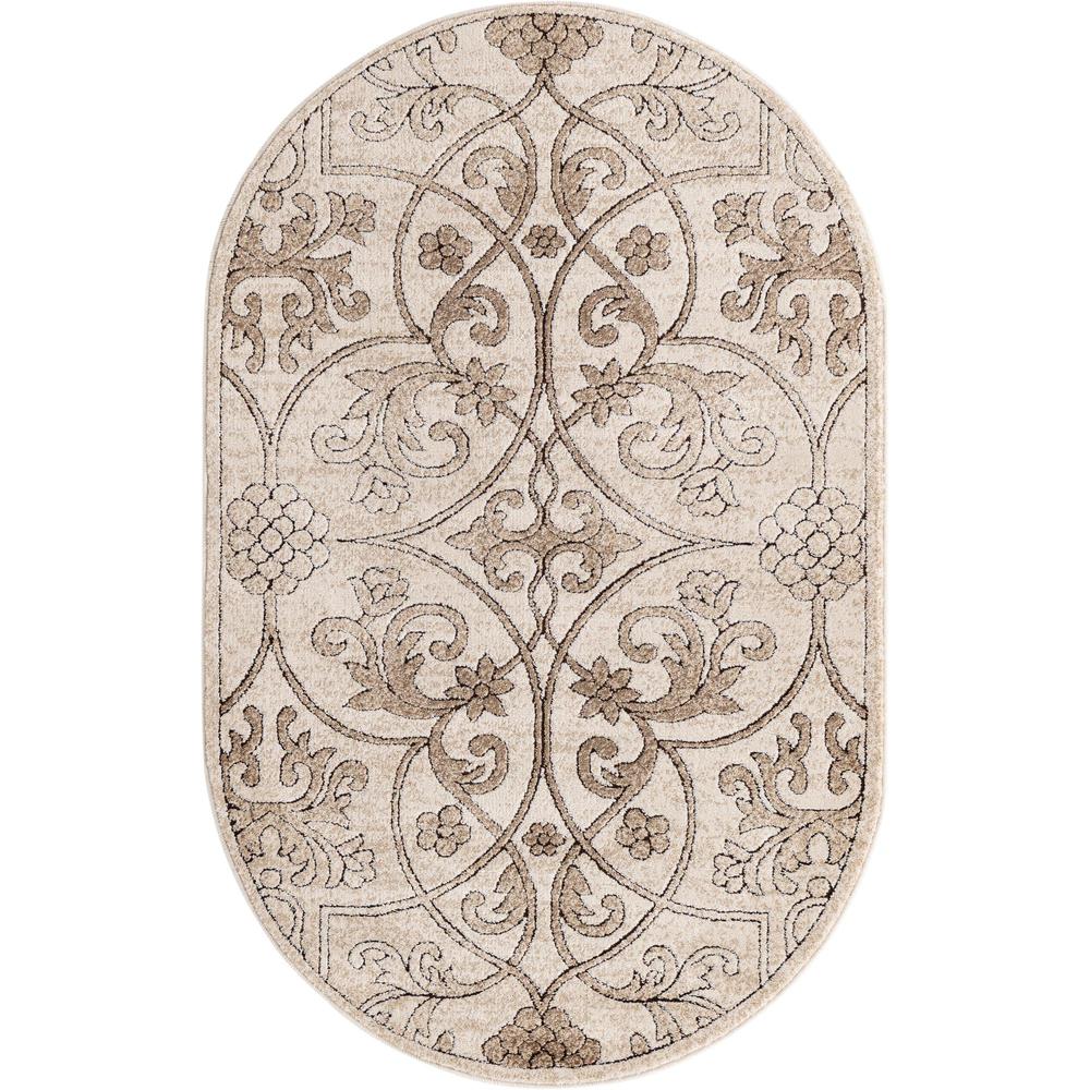 Unique Loom 3x5 Oval Rug in Tan (3158917). Picture 1
