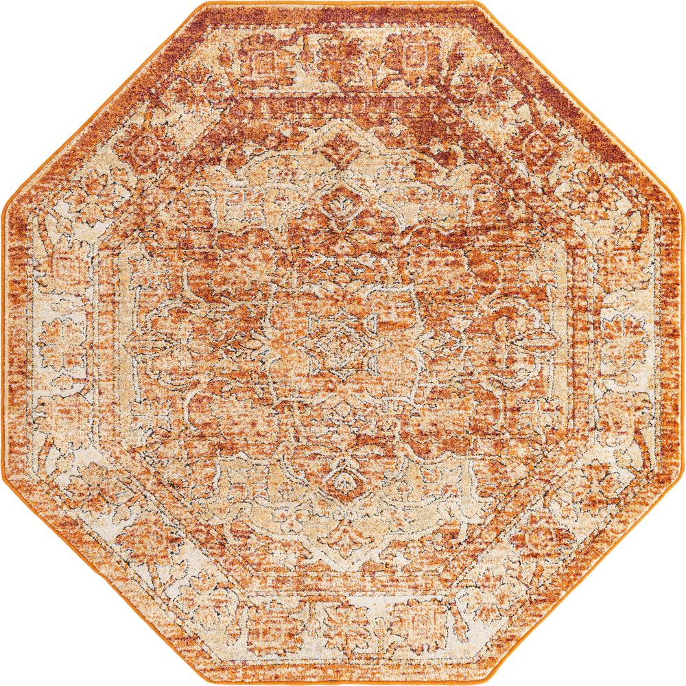 Unique Loom 5 Ft Octagon Rug in Rust Red (3161891). Picture 1