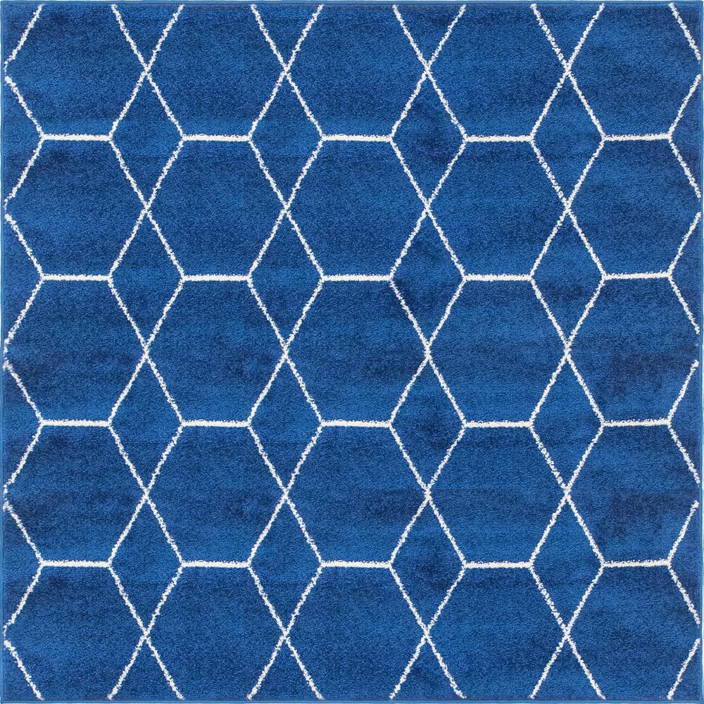 Unique Loom 8 Ft Square Rug in Navy Blue (3151598). Picture 1