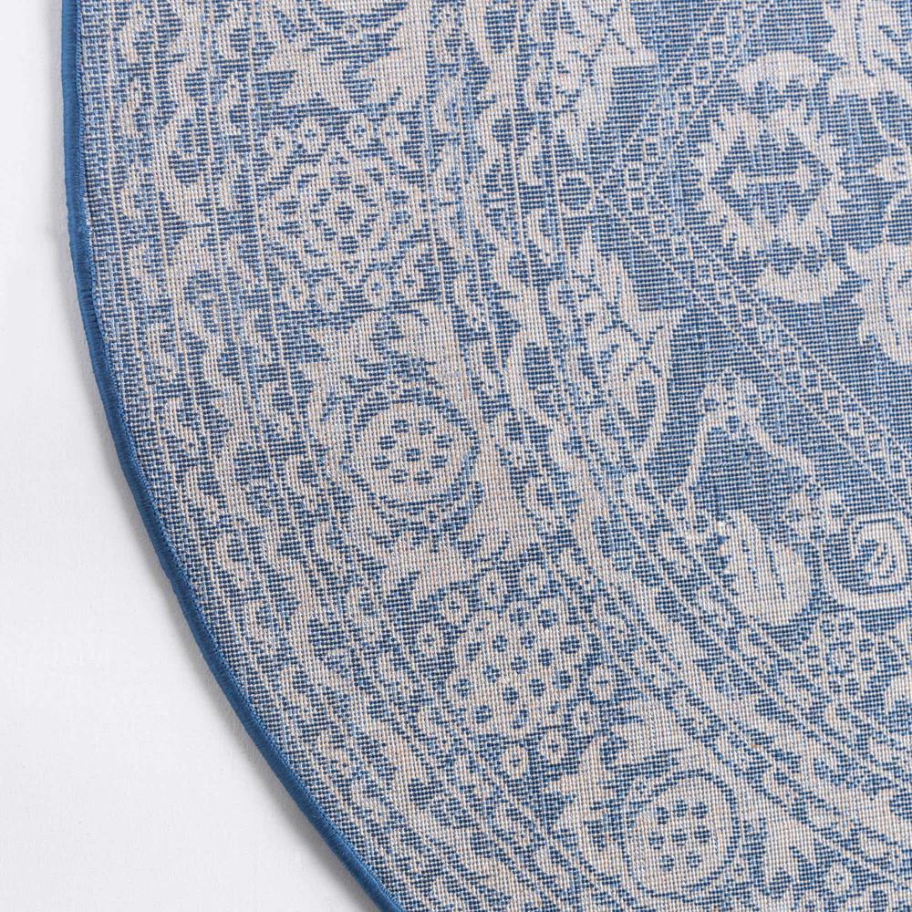 Boston Medallion Area Rug 5' 3" x 8' 0", Oval Blue. Picture 5