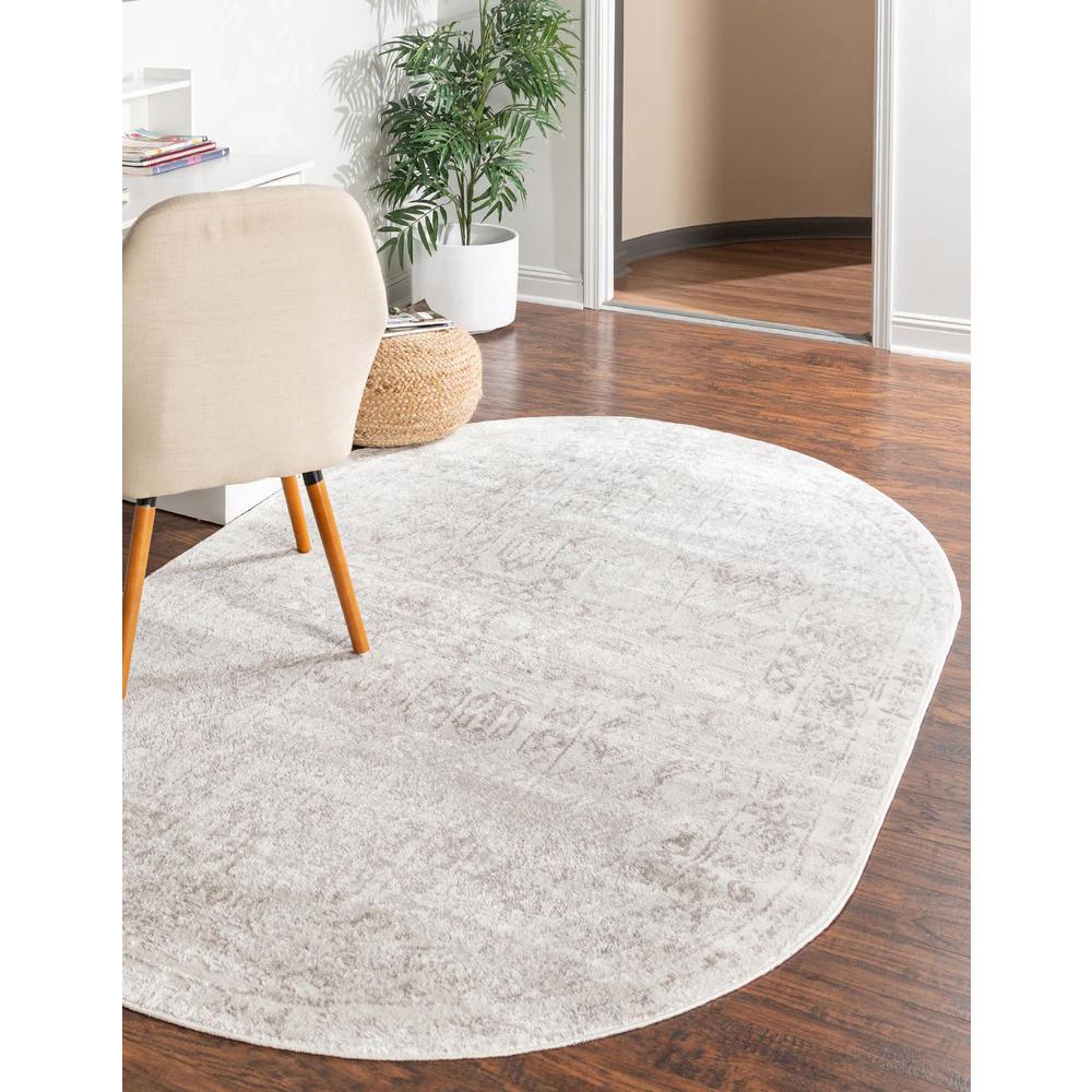 Unique Loom 8x10 Oval Rug in Cream (3155387)