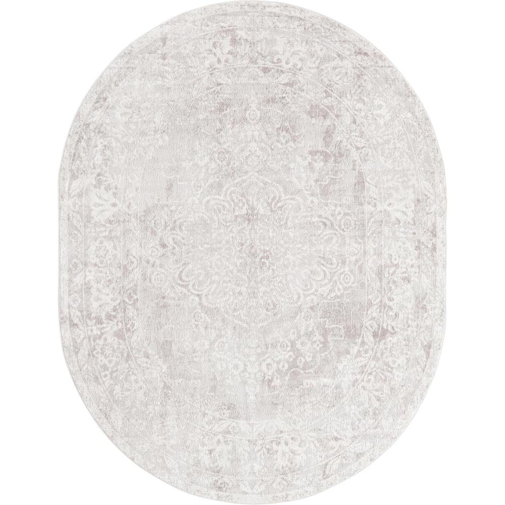 Unique Loom 8x10 Oval Rug in Gray (3155629). Picture 1