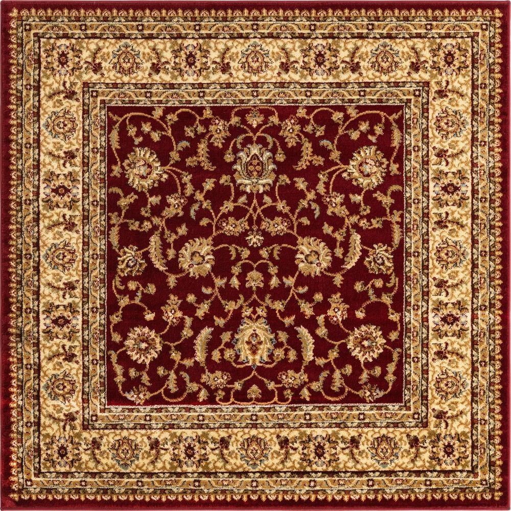 Unique Loom 5 Ft Square Rug in Red (3157611). Picture 1