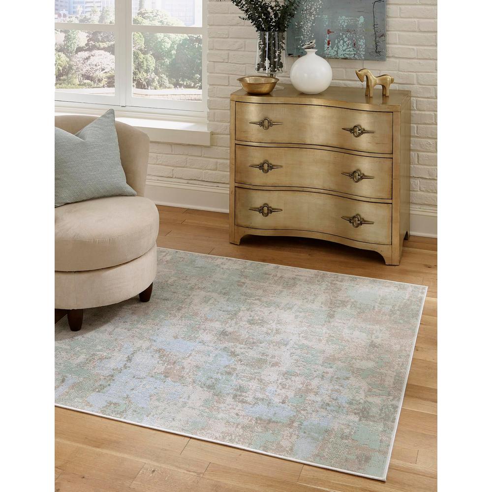 Unique Loom 5 Ft Square Rug in Teal (3157329). Picture 2