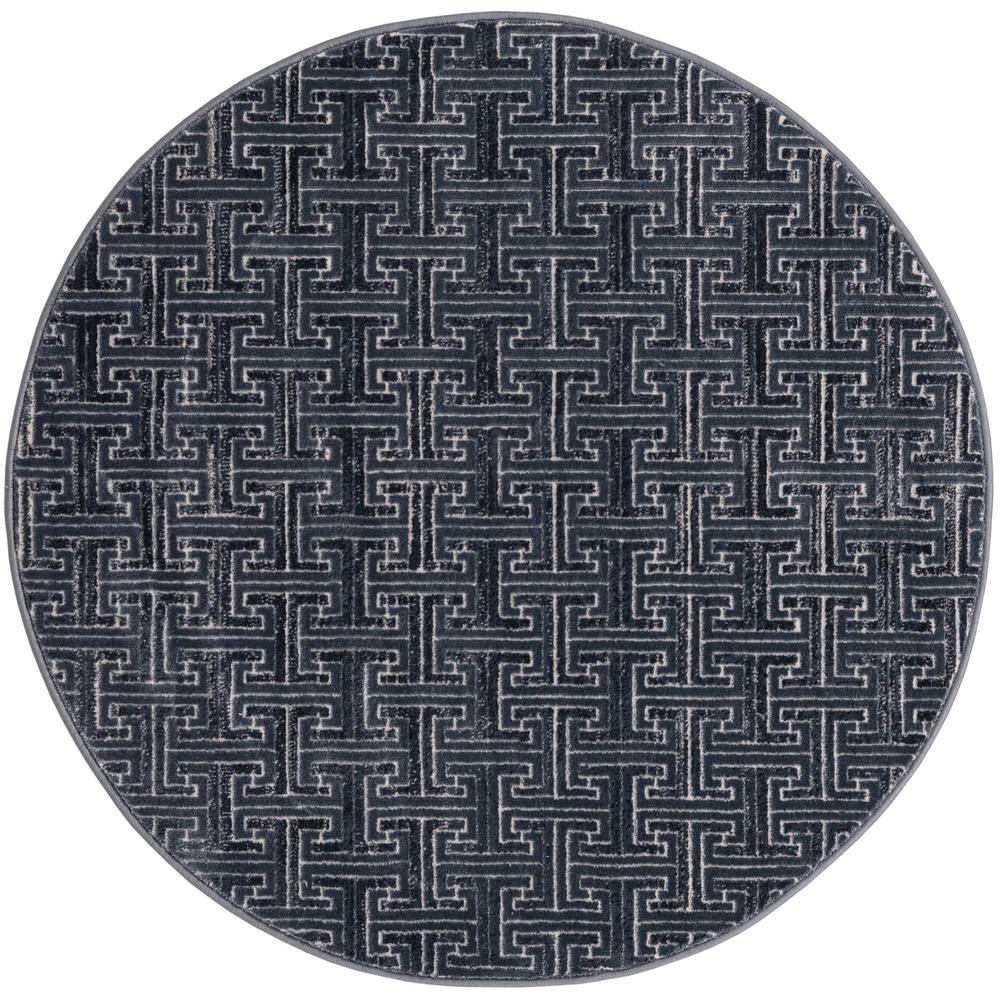Uptown Park Avenue Area Rug 3' 3" x 3' 3", Round Navy Blue. Picture 1