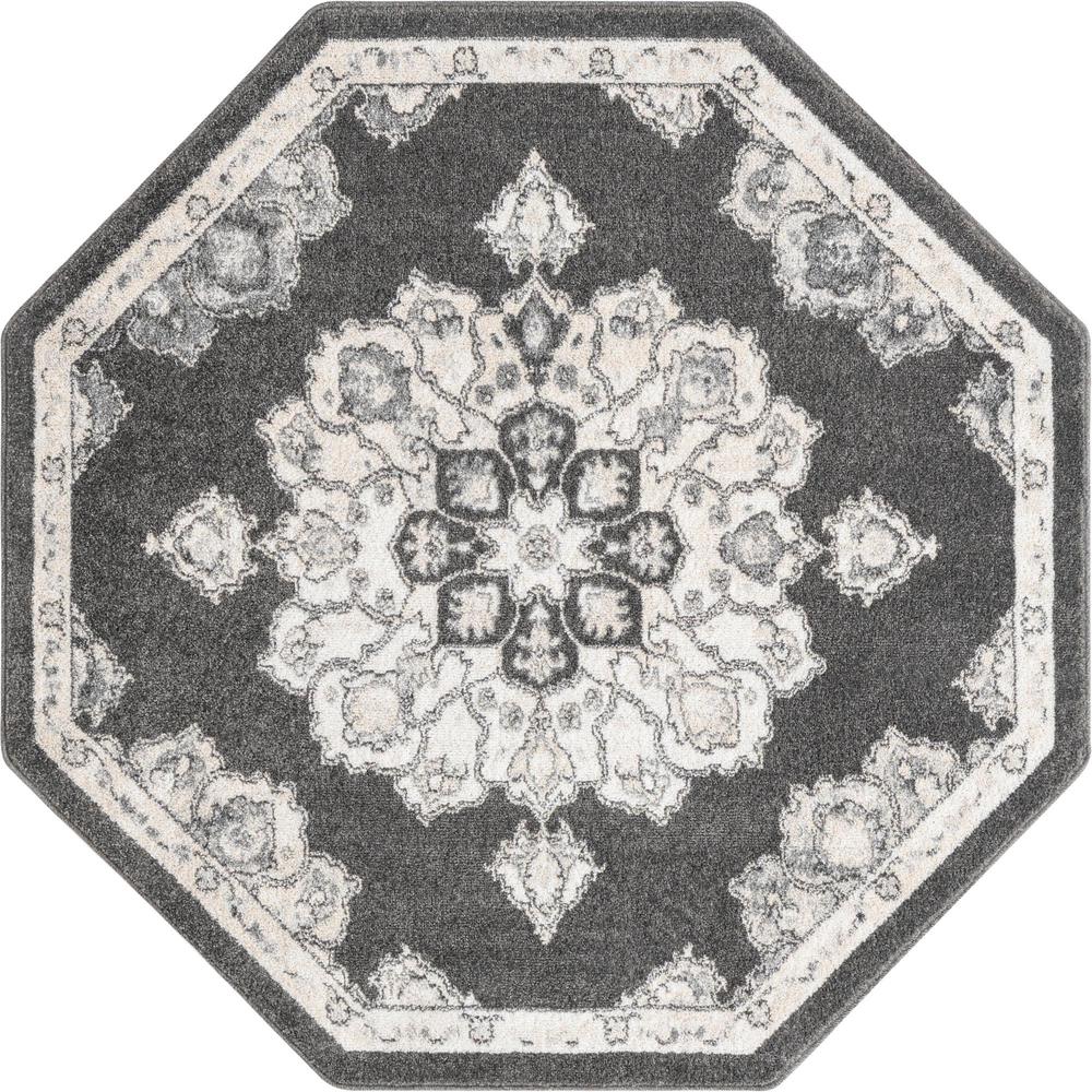Unique Loom 5 Ft Octagon Rug in Charcoal (3158760). Picture 1