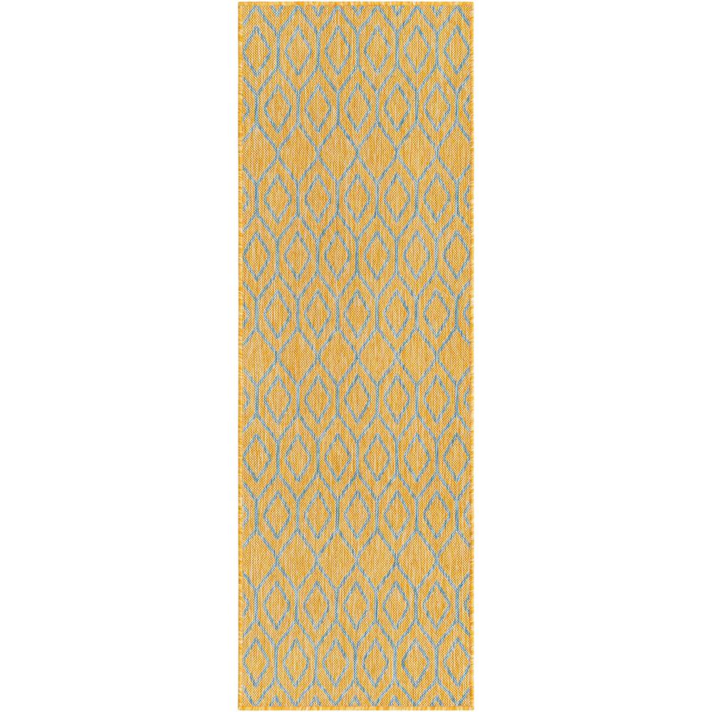 Jill Zarin Outdoor Turks and Caicos Area Rug 2' 0" x 6' 0", Runner Yellow and Aqua. Picture 1