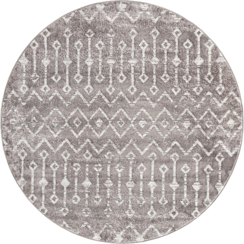 Unique Loom 5 Ft Round Rug in Gray (3161055). Picture 1