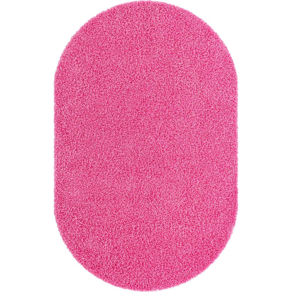 Unique Loom 5x8 Oval Rug in Bubblegum Pink (3151461). Picture 1