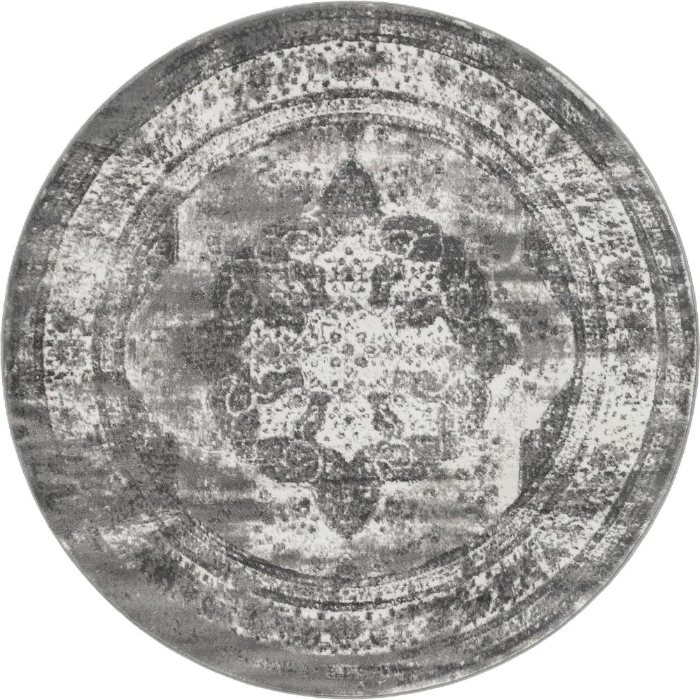 Unique Loom 6 Ft Round Rug in Gray (3151839). Picture 1