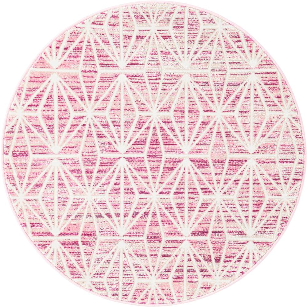 Uptown Fifth Avenue Area Rug 3' 1" x 3' 1", Round Pink. Picture 1
