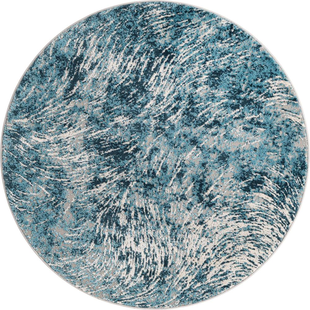 Unique Loom 4 Ft Round Rug in Blue (3154332). Picture 1