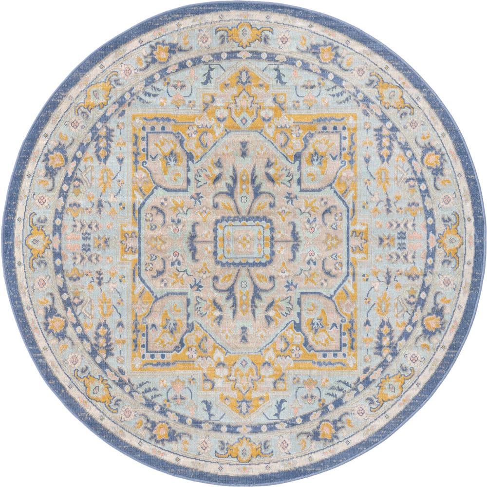 Unique Loom 5 Ft Round Rug in Sky Blue (3154854). Picture 1