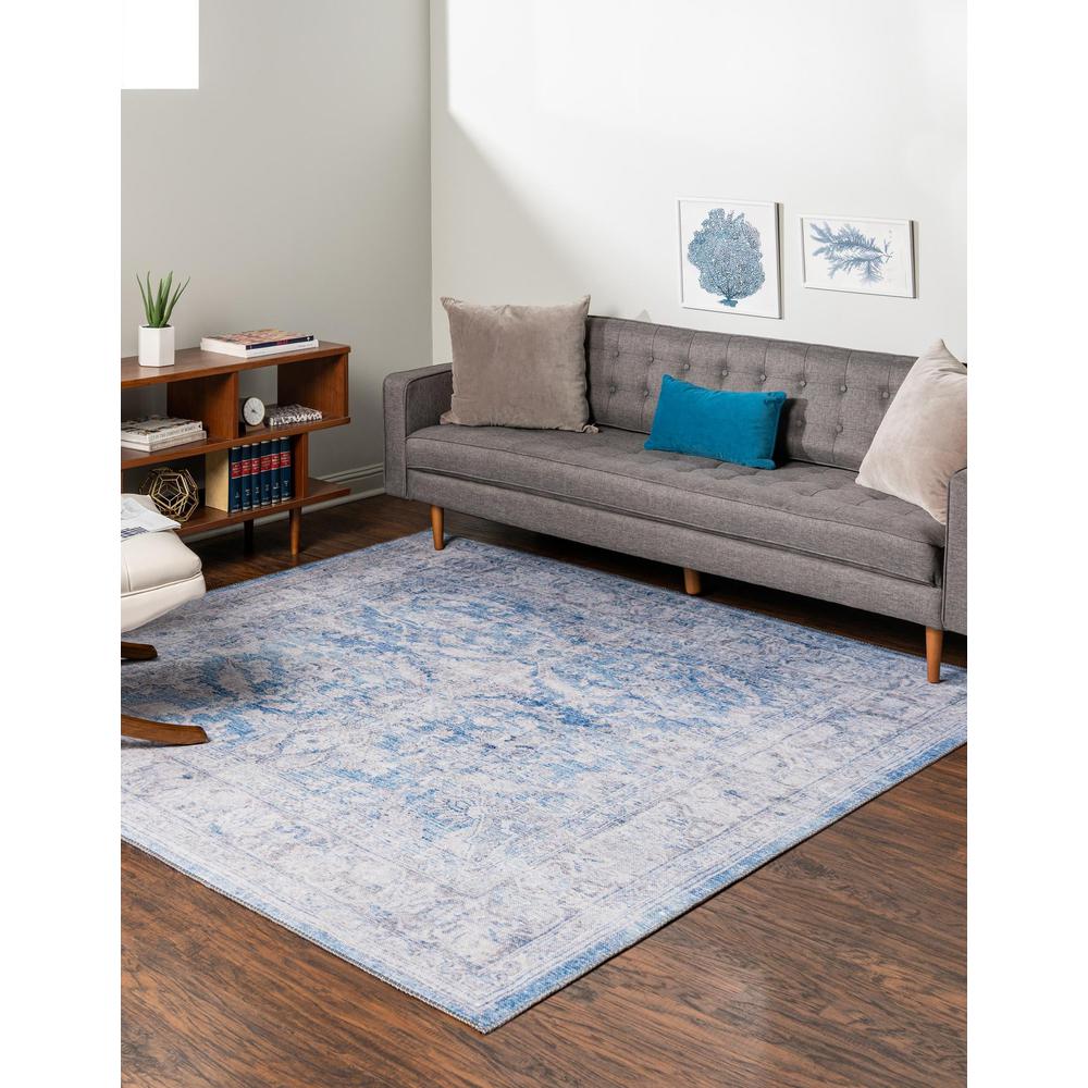 Unique Loom 7 Ft Square Rug in Blue (3161311). Picture 3