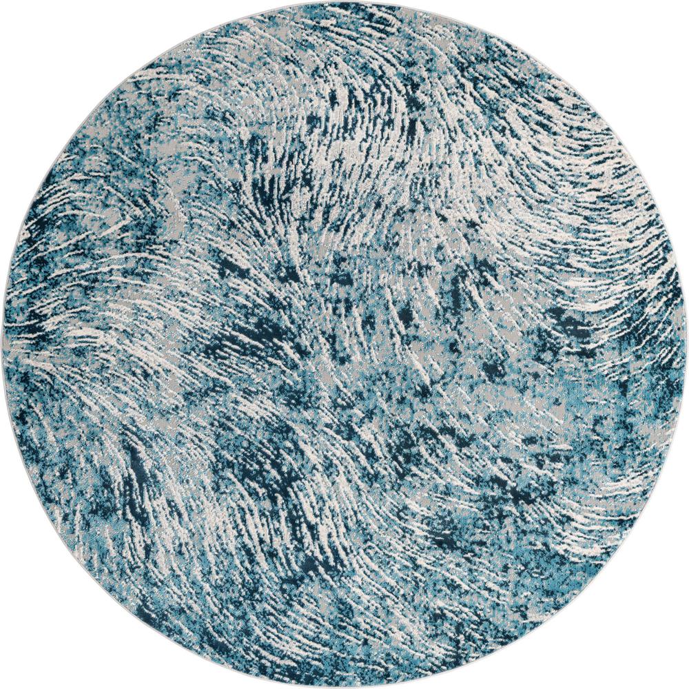 Unique Loom 7 Ft Round Rug in Blue (3154326). Picture 1