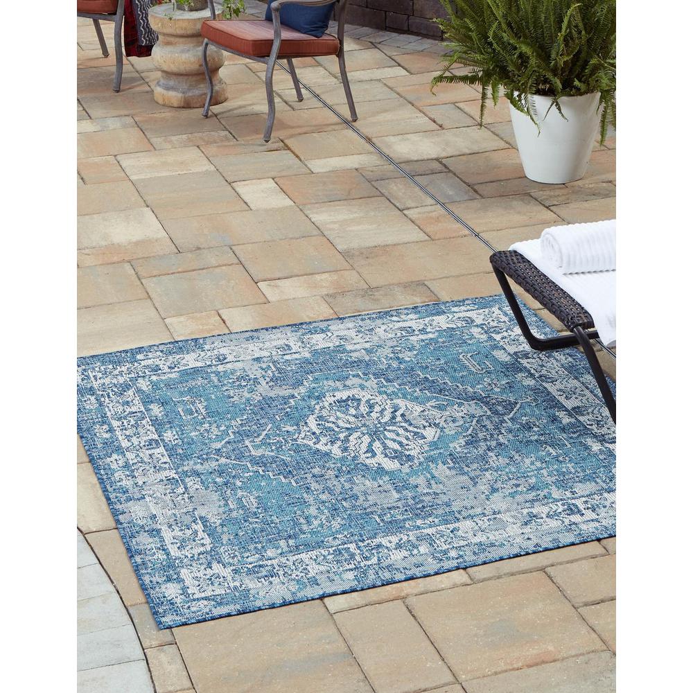 Outdoor Traditional Collection, Area Rug, Blue, 10' 0" x 10' 0", Square. Picture 2