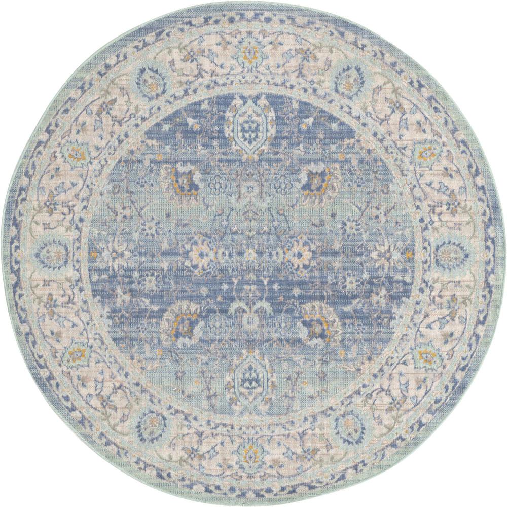 Unique Loom 5 Ft Round Rug in French Blue (3155016). Picture 1