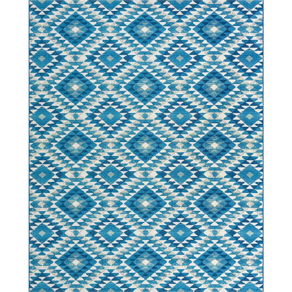 Outdoor Southwestern Collection, Area Rug, Blue, 7' 10" x 10' 0", Rectangular. Picture 1