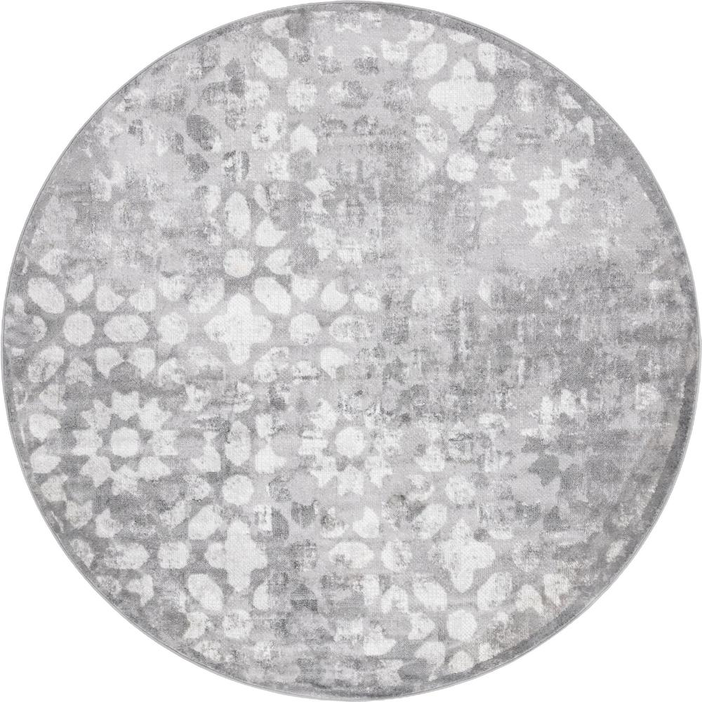 Unique Loom 7 Ft Round Rug in Gray (3147079). Picture 1