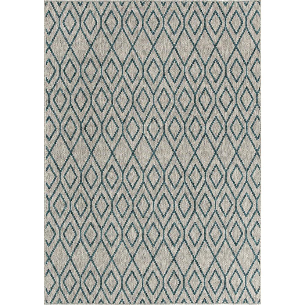 Jill Zarin Outdoor Turks and Caicos Area Rug 7' 0" x 10' 0", Rectangular Gray Teal. Picture 1