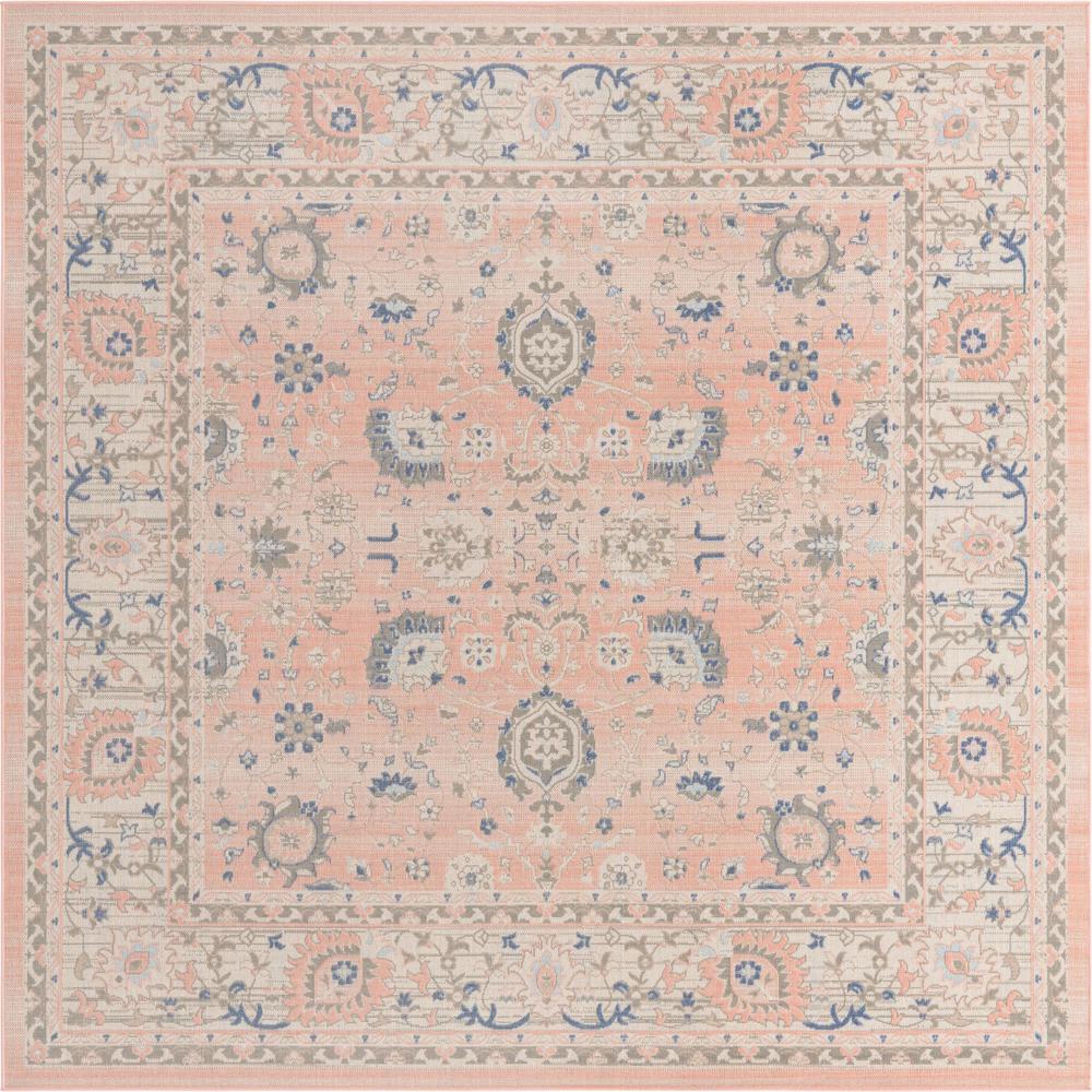 Unique Loom 8 Ft Square Rug in Powder Pink (3154993). Picture 1